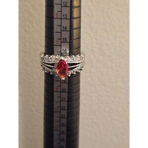 Joyous Silverton Marquise Red Gemstone & CZ Accent Ring, Size 8,